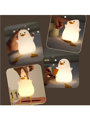 Keyfim Shop Sevimli Penguen Silikon LED Gece Lambası – Şarjlı, Dokunmatik ve Renk Değiştiren 🐧💡
