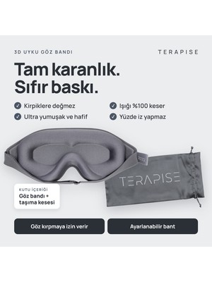 Terapise 3D Pro Uyku Göz Bandı Gözlüğü / Işığı %100 Engeller / Göze Baskı Yapmaz