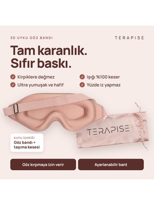 Terapise 3D Uyku Göz Bandı Pudra İpeksi Yumuşaklıkta Konforlu Kullanım için Tasarlandı