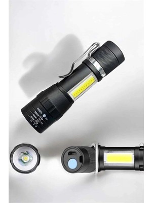 MiraLive El Feneri LED USB Şarjlı Zoom Mini LED Işık Acil Durum Feneri