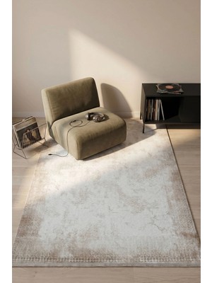 Hoom Rugs Bahar 3005 Bej Çerçeve Desenli Modern Akrilik Halı