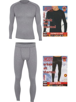 Maruf Shop Erkek Doğa Sporlarında Kullanıma  Uygun Gri Renk Likralı Termal Içlik Takım