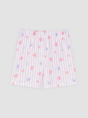Lc Waikiki Yeni Sezon Ekru Beli Lastikli Baskılı Kız Çocuk Şort Pijama Altı