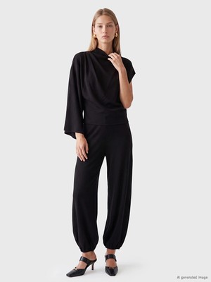 Lc Waikiki Yeni Sezon Siyah Beli Lastikli Kadın Şalvar Pantolon