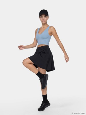 Lc Waikiki Yeni Sezon Siyah Beli Lastikli Kadın Spor Şort Etek