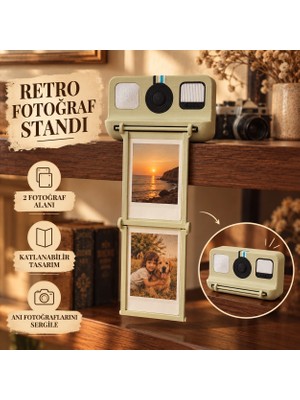 Saf Hobi Retro Kamera Tasarımlı Katlanabilir Anı Fotoğrafı Sergileme Standı – 3D Baskı