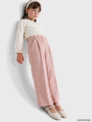 Lc Waikiki Yeni Sezon Pembe Beli Lastikli Kız Çocuk Gabardin Pantolon