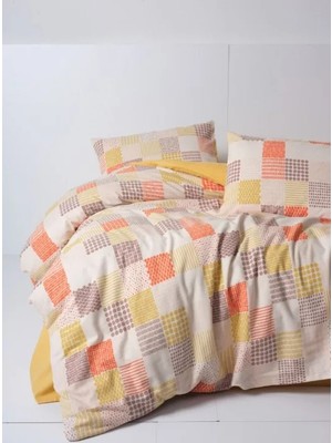 Luord-Store Flanel Nev Takımı Çift Kişilik Palm Hardal