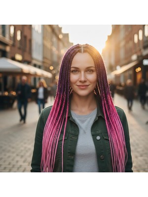Luord-Store Afrika Örgüsü Rasta Için Sen Ombreli / Koyu Pembe / Pembe / Pembe
