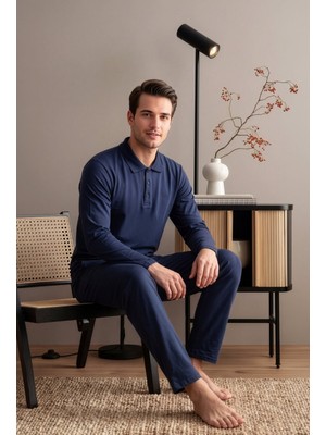 Over Sleep by Poleren Uzun Kollu Erkek Pijama Takımı