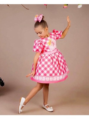 Neat Kids Kız Çocuk Barbie Pembe Kabarık Tokalı Parti Doğum Günü Özel Gün Elbisesi Kostümü