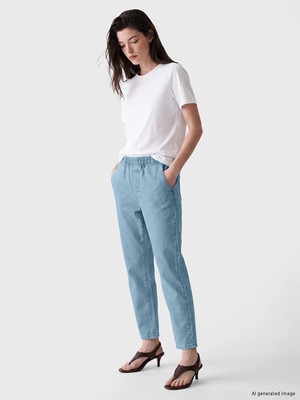 Lc Waikiki Yeni Sezon Indigo Beli Lastikli Kadın Jean Pantolon