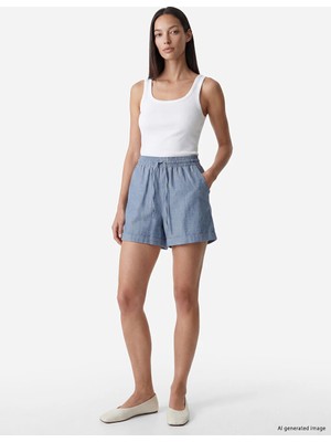 Lc Waikiki Yeni Sezon Indigo Beli Lastikli Kadın Jean Şort
