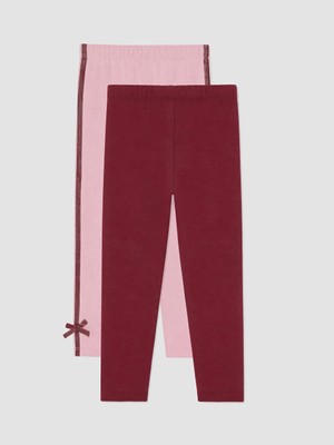 Lc Waikiki Yeni Sezon Pembe Beli Lastikli Kız Çocuk Uzun Tayt 2'li