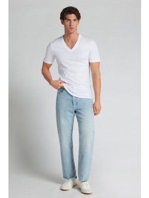 Intimissimi Mercerized Cotton V-Neck T-Shirt Filo Premium