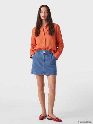 Lc Waikiki Yeni Sezon Indigo Beli Lastikli Mini Jean Etek