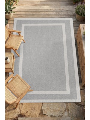 Hünkar Halı Roma Açık Gri Krem Leke Tutmaz Kaymaz Tabanlı Modern Polyester Sisal Salon ve Mutfak Halısı