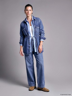 Lc Waikiki Yeni Sezon Indigo Beli Lastikli Straight Fit Kadın Jean Pantolon
