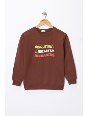 Dekim Moda Çocuk  "oruçluyum, Mutluyum"  Baskılı Pamuklu Sweat