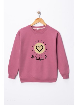Dekim Moda Kız Çocuk "iyi Kalpli Ol"  Baskılı Pamuklu Sweat