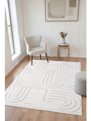 Hünkar Halı Tokyo Krem Premium Sisal Dokulu Yumuşak Bukleli Antialerjik Tozumaz Modern Yatak Odası Halısı