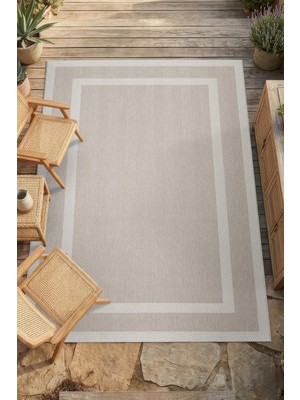 Hünkar Halı Roma Bej Krem Leke Tutmaz Kaymaz Tabanlı Modern Polyester Sisal Salon ve Mutfak Halısı