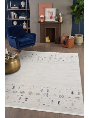 Hünkar Halı Milas Krem Klasik Retro Eskitme Halı %100 Polyester Yumuşak Dokuma Modern Mutfak ve Koridor