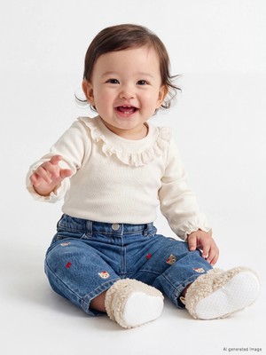 Lc Waikiki Yeni Sezon Indigo Beli Lastikli Wideleg Kız Bebek Jean Pantolon