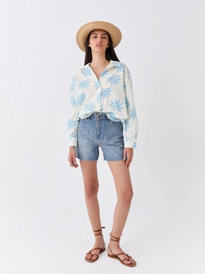 Lc Waikiki Yeni Sezon Indigo Beli Lastikli Rahat Kalıp Kadın Jean Şort