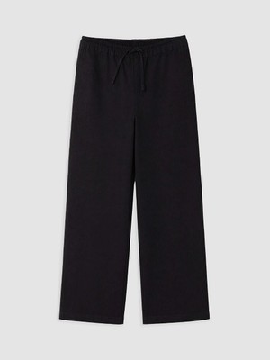 Lc Waikiki Yeni Sezon Siyah Beli Lastikli Wideleg Kadın Jean Pantolon