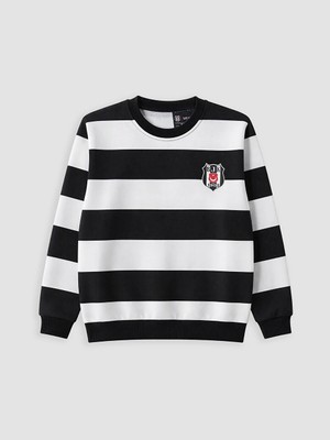 Lc Waikiki Yeni Sezon Siyah Beşiktaş Lisanslı Çizgili Erkek Çocuk Sweatshirt