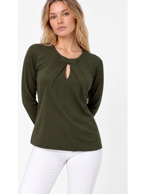 Etki Moda Kadın Pile Yaka Mevsimlik Merserize Triko Bluz