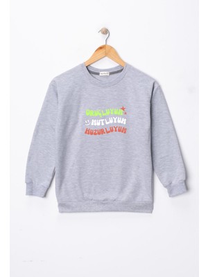 Dekim Moda Çocuk  "oruçluyum, Mutluyum"  Baskılı Pamuklu Sweat