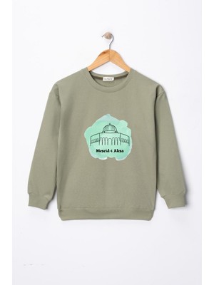 Dekim Moda Kız Çocuk "mescid-I Aksa"  Baskılı Pamuklu Sweat