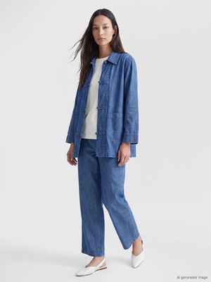 Lc Waikiki Yeni Sezon Indigo Beli Lastikli Wideleg Kadın Jean Pantolon