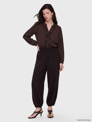 Lc Waikiki Yeni Sezon Kahverengi Beli Lastikli Kadın Jogger Pantolon