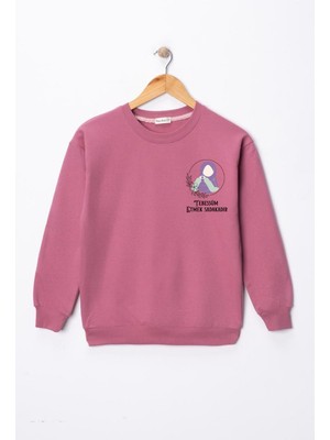 Dekim Moda Kız Çocuk "tebessüm Etmek Sadakadır" Baskılı Pamuklu Sweat
