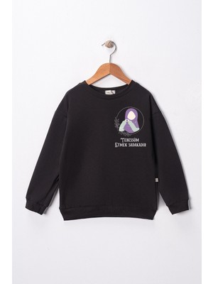 Dekim Moda Kız Çocuk "tebessüm Etmek Sadakadır" Baskılı Pamuklu Sweat