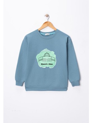 Dekim Moda Kız Çocuk "mescid-I Aksa"  Baskılı Pamuklu Sweat