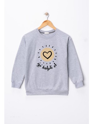 Dekim Moda Kız Çocuk "iyi Kalpli Ol"  Baskılı Pamuklu Sweat