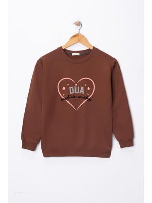 Dekim Moda Kız Çocuk "dua Hayalinin Anahtarı"  Baskılı Pamuklu Sweat