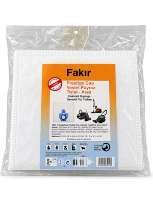 Fakir Prestige Duo Vestel Poyraz Twist Ares Uyumlu Süpürge Toz Torbası 5 Adet 3 Katlı – Zelmer Bestron Uyumlu