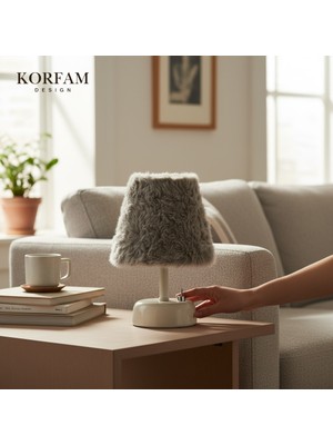 KorFam Füme Peluş Pilli Masa & Gece Lambası