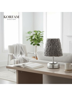 KorFam Füme Peluş Pilli Masa & Gece Lambası