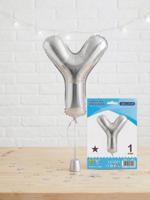 Partyora Gümüş Renkli Folyo Harf Balon ("y" Harfi)