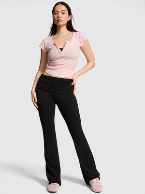Victoria's Secret Pınk Relay Foldover Waist Ruched Flare Leggings