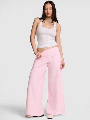Victoria's Secret All-Day Cotton Foldover Waist Wide-Leg Pants