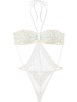 Victoria's Secret Daisy Chain Embroidered Halter Teddy