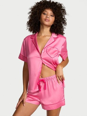 Victoria's Secret Glazed Satin Heart Short Pajama Set