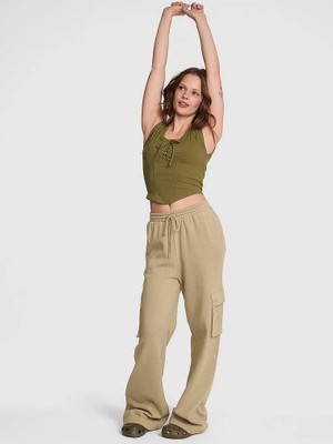 Victoria's Secret Ivy Fleece Wide-Leg Cargo Sweatpants